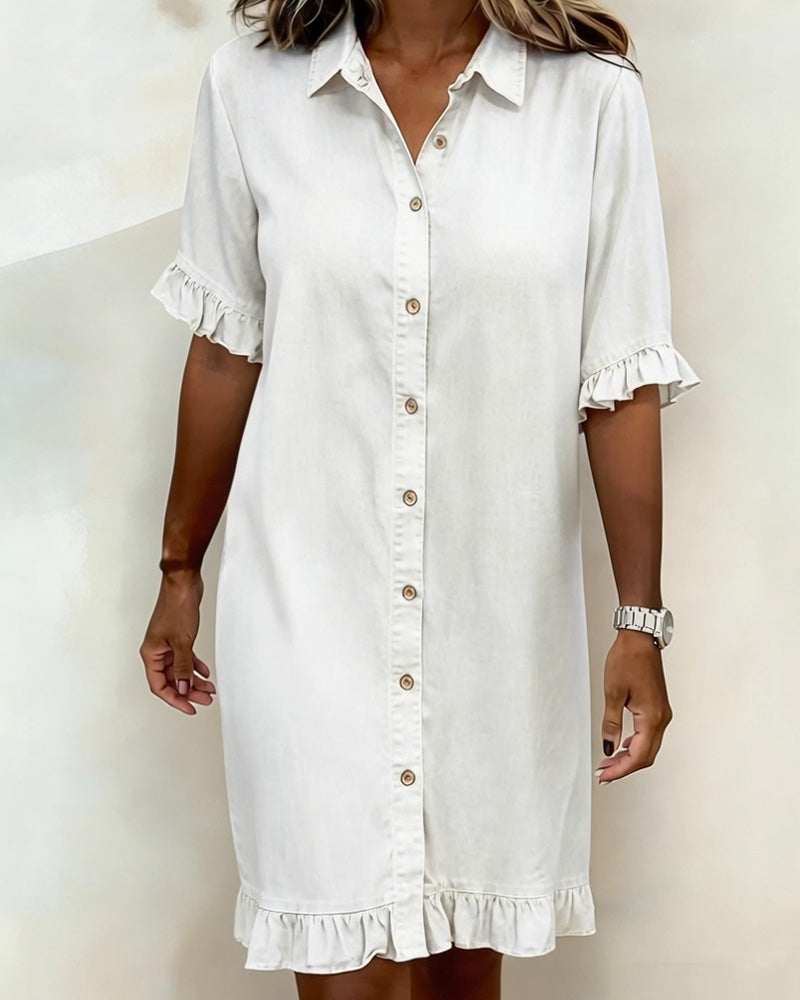 Novaro London®| Comfortable Denim Dress with Flattering Ruching
