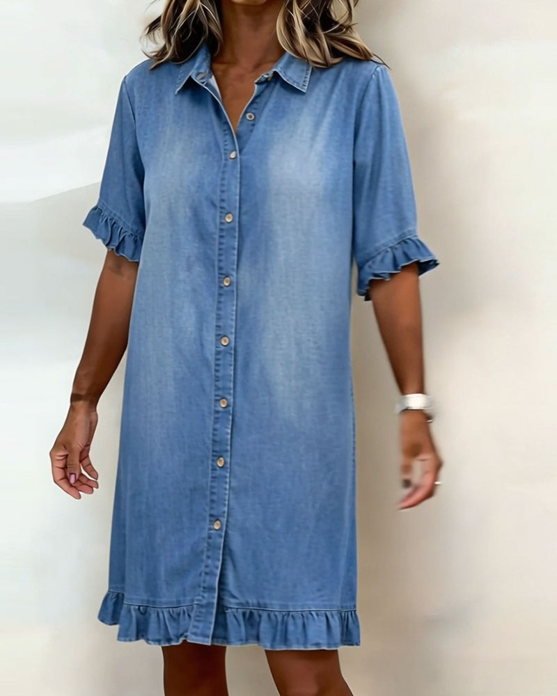 Novaro London®| Comfortable Denim Dress with Flattering Ruching