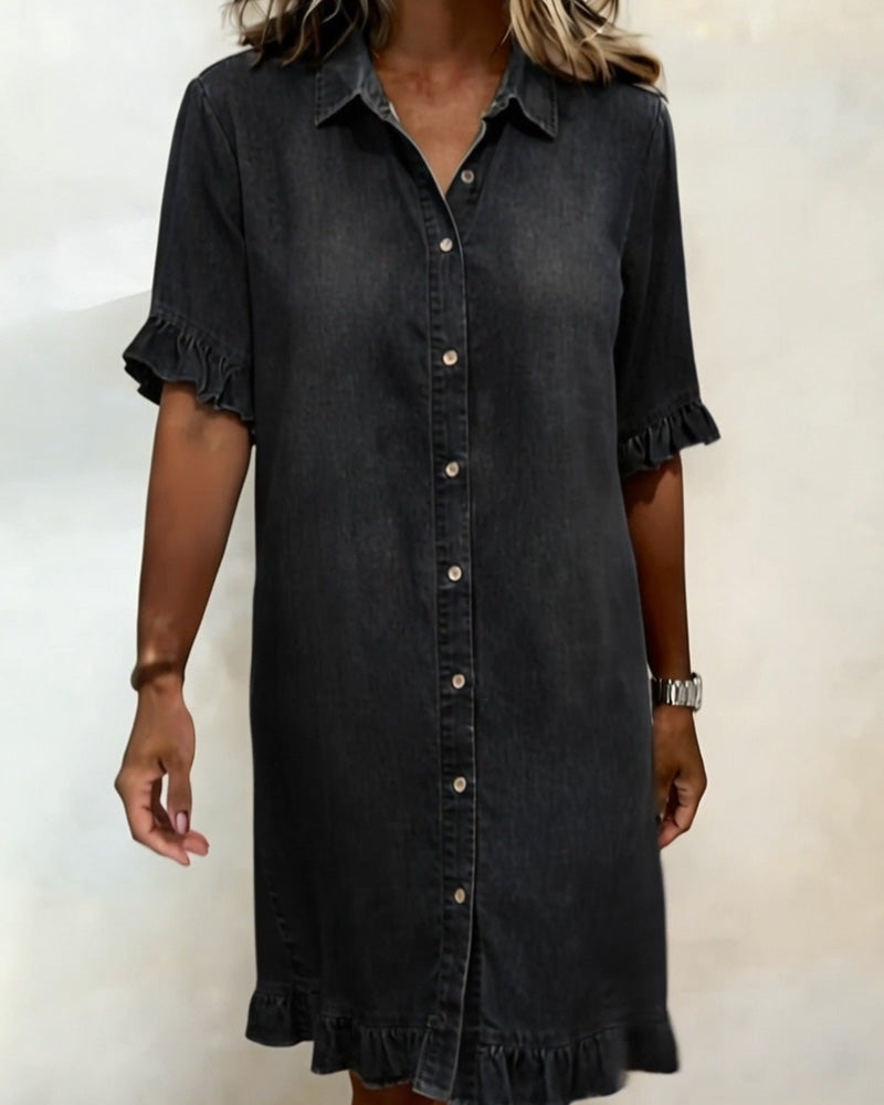 Novaro London®| Comfortable Denim Dress with Flattering Ruching
