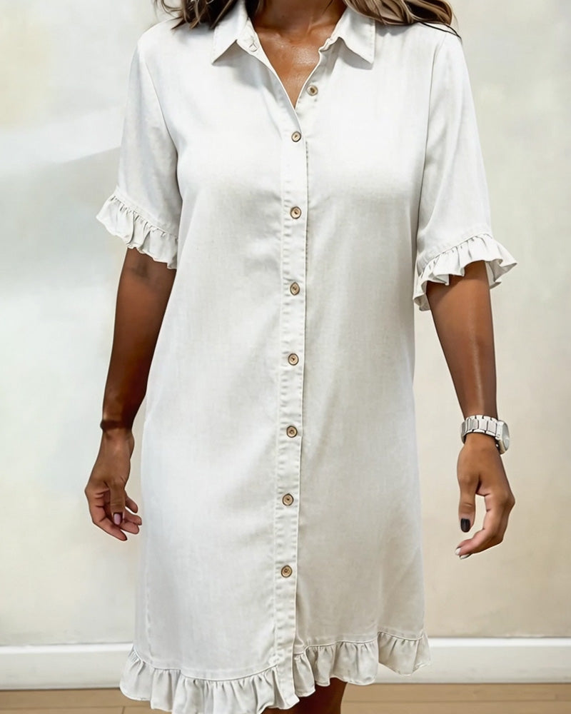 Novaro London®| Comfortable Denim Dress with Flattering Ruching