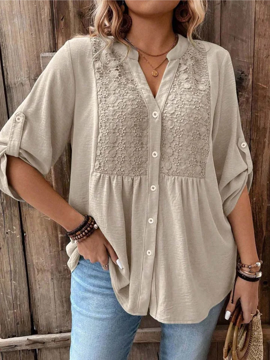 Isabella® – Elegant V-Neck Button Blouse