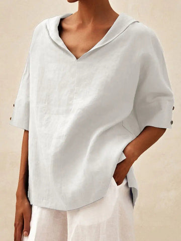 Elena® – Linen V-Neck Blouse