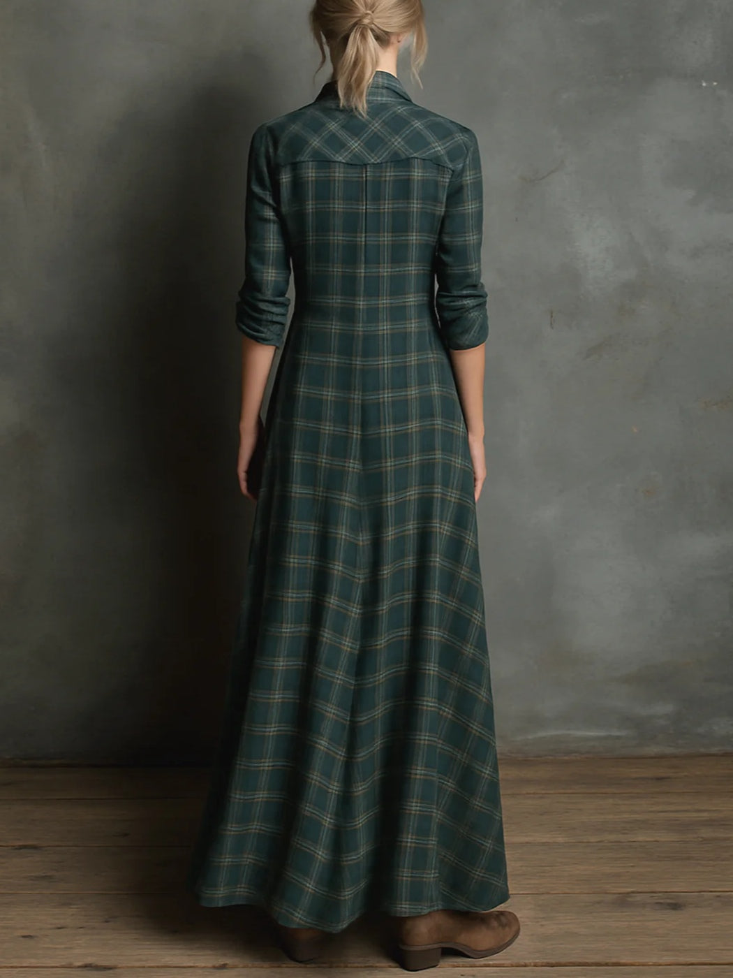 Luna ® – Plaid Shirt-Style Maxi Dress