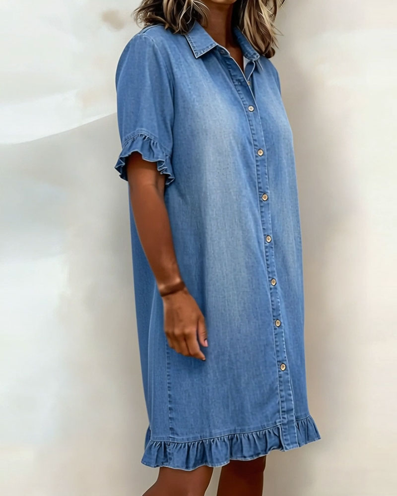 Novaro London®| Comfortable Denim Dress with Flattering Ruching