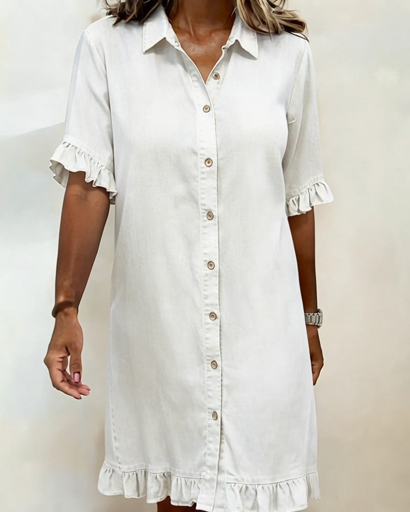 Novaro London®| Comfortable Denim Dress with Flattering Ruching