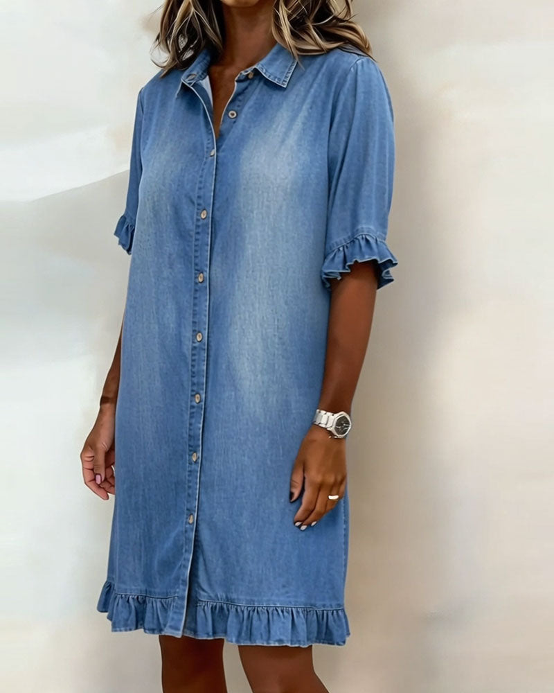 Novaro London®| Comfortable Denim Dress with Flattering Ruching