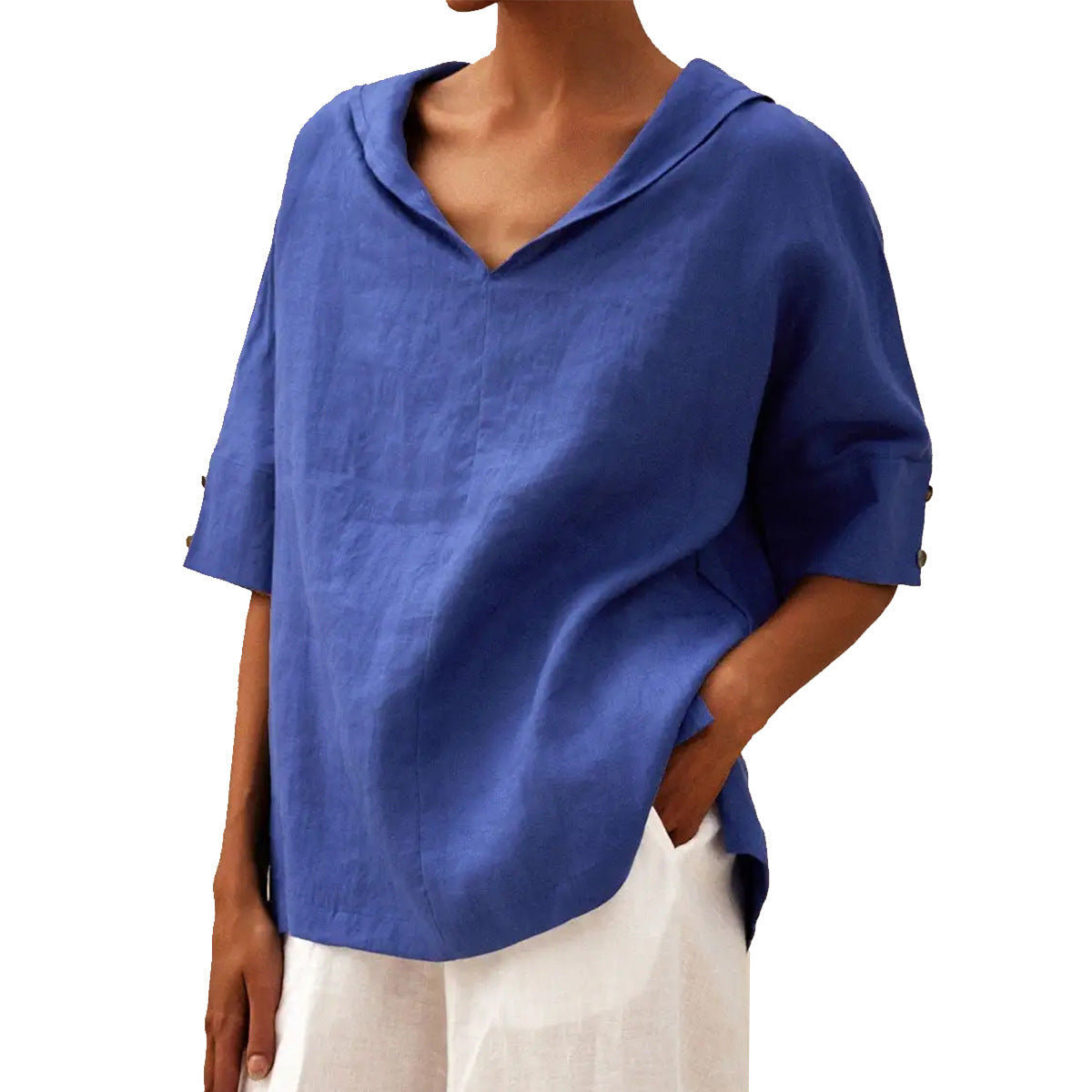 Elena® – Linen V-Neck Blouse