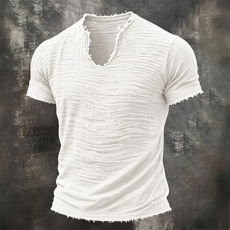 Novaro London® Arthur Vintage V-Neck Cotton T-Shirt