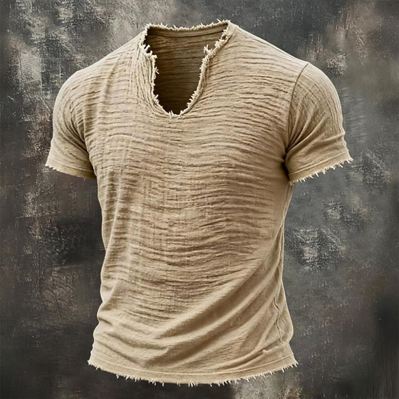 Novaro London® Arthur Vintage V-Neck Cotton T-Shirt