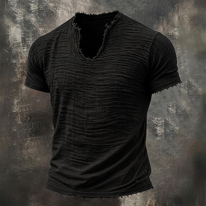 Novaro London® Arthur Vintage V-Neck Cotton T-Shirt