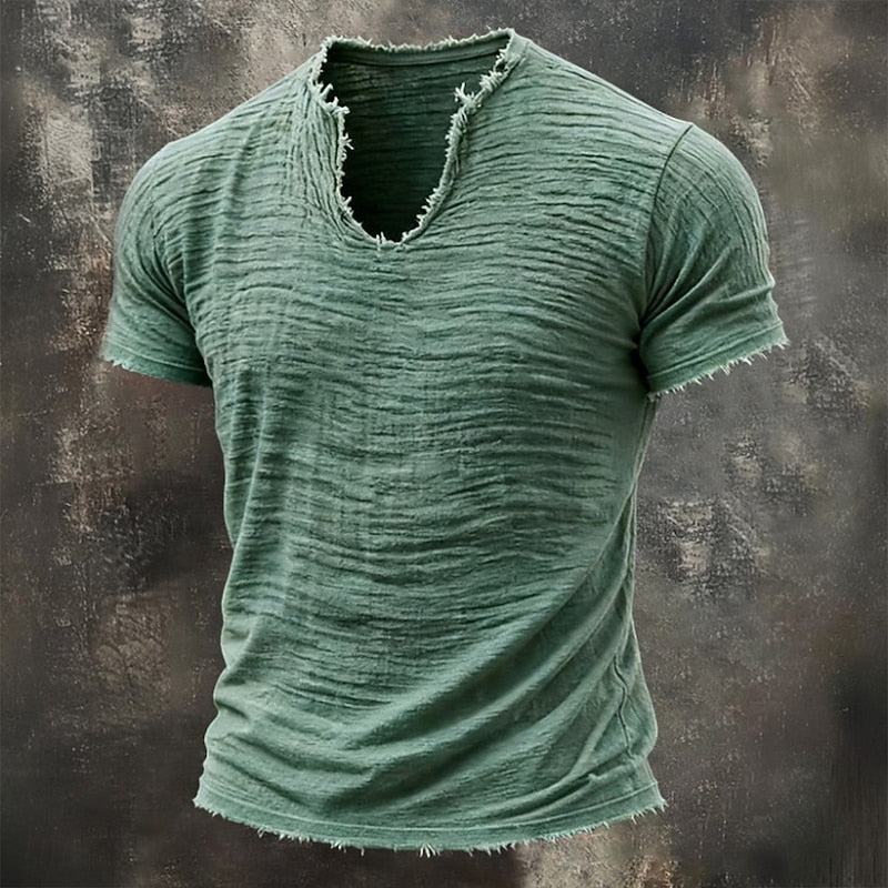 Novaro London® Arthur Vintage V-Neck Cotton T-Shirt