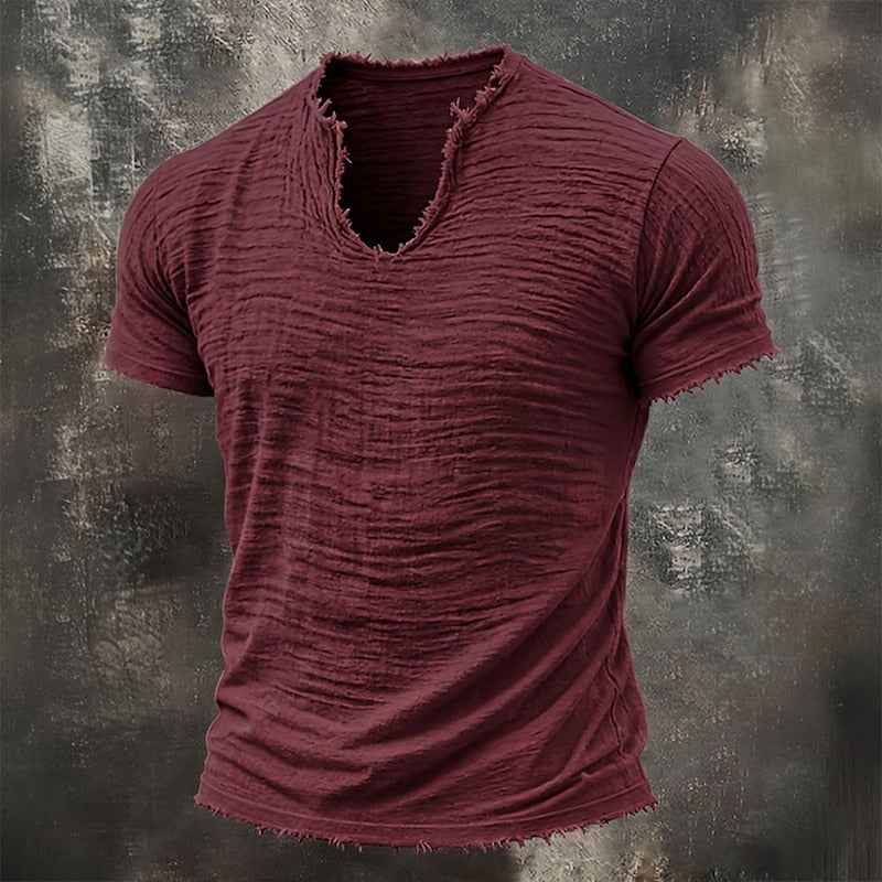 Novaro London® Arthur Vintage V-Neck Cotton T-Shirt