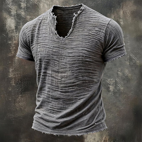 Novaro London® Arthur Vintage V-Neck Cotton T-Shirt